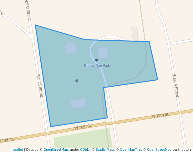 walking in Glines/Nye Park map in Ogallala