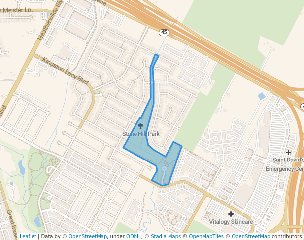 walking in Stone Hill Park map in Pflugerville
