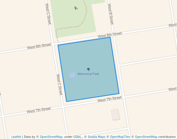 walking in Memorial Park map in Ogallala
