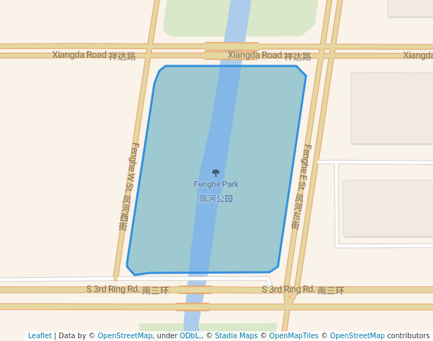 walking in Fenghe Park map in Zhengzhou