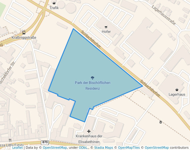 walking in Park der Bischöflichen Residenz map in Klagenfurt am Wörthersee