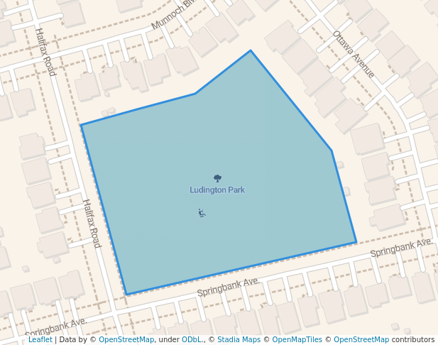 walking in Ludington Park map in Woodstock