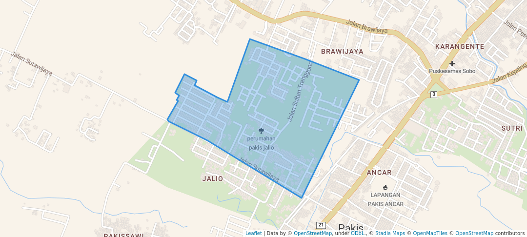 walking in perumahan pakis jalio map in Banyuwangi