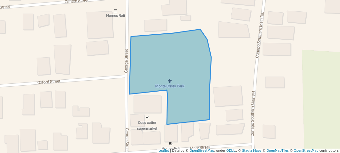 walking in Monte Cristo Park map in Sangre Grande