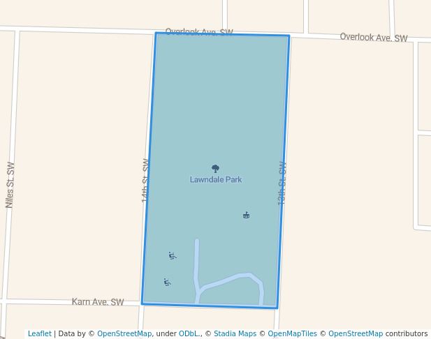 walking in Lawndale Park map in Massillon