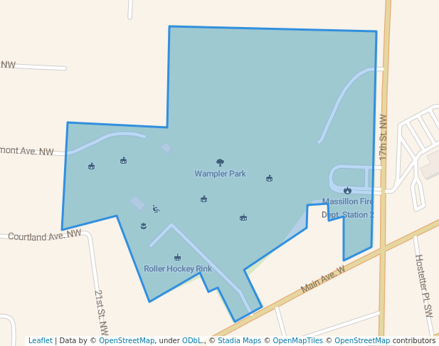 walking in Wampler Park map in Massillon
