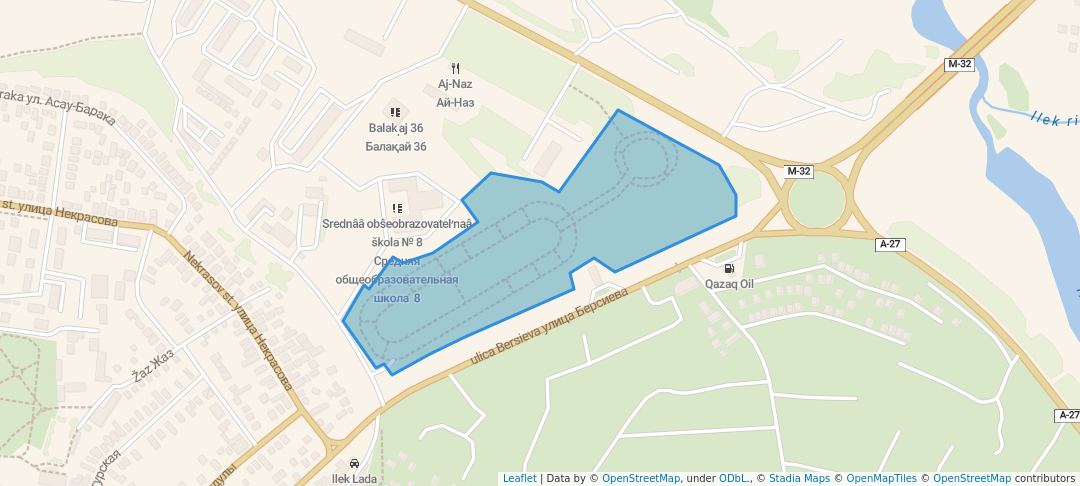 walking in парк отдыха Достык map in Aktobe