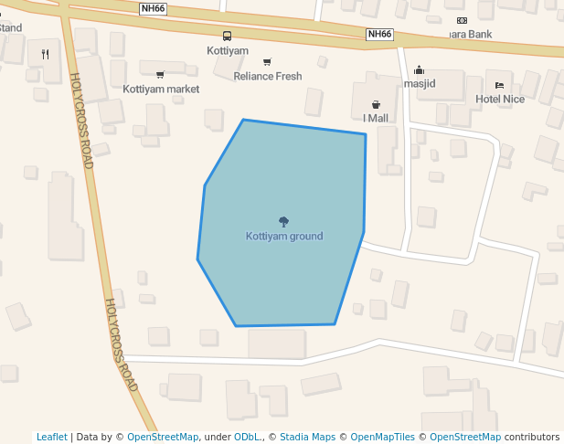 walking in Kottiyam ground map in Kottiyam