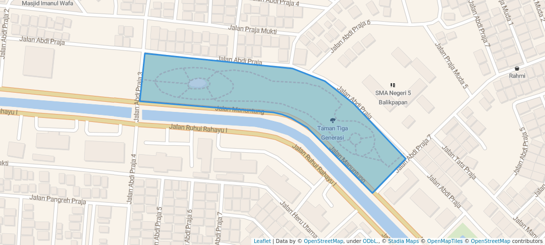 walking in Taman Tiga Generasi map in Balikpapan