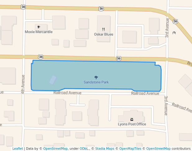 walking in Sandstone Park map in Lyons