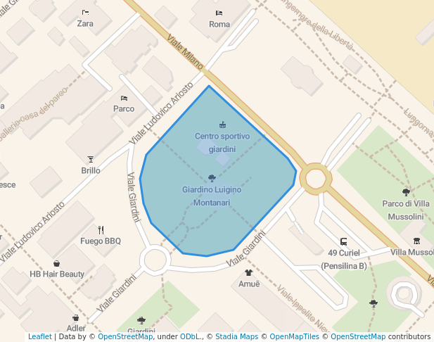 walking in Giardino Luigino Montanari map in Riccione