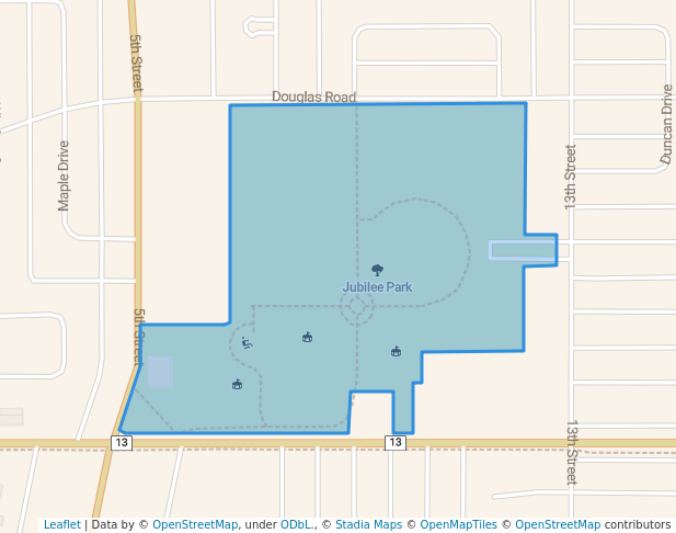 walking in Jubilee Park map in Weyburn