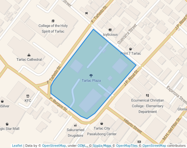 walking in Tarlac Plaza map in Tarlac City