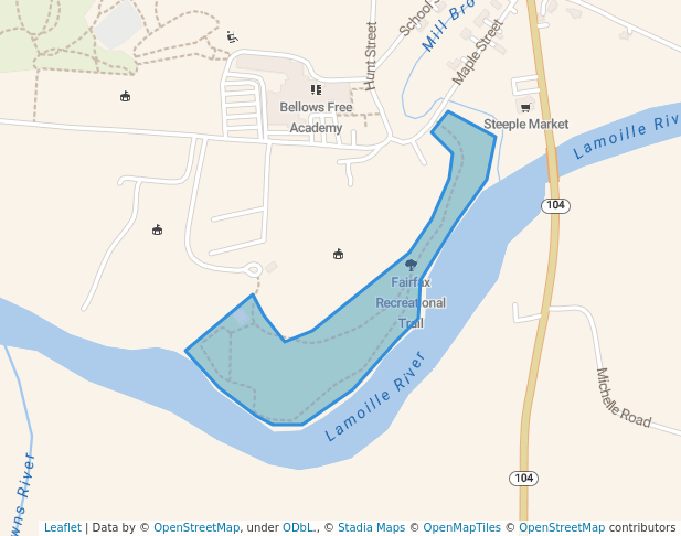 walking in Fairfax Recreational Trail map in Fairfax