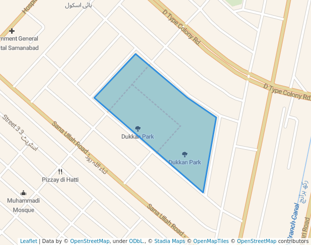 walking in Dukkan Park map in Faisalabad