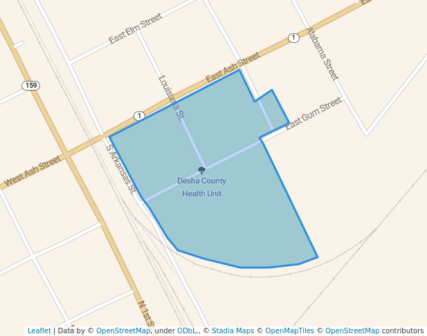 walking in Desha County Health Unit map in McGehee