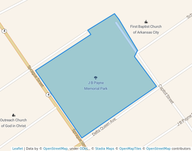 walking in J B Payne Memorial Park map in Arkansas City