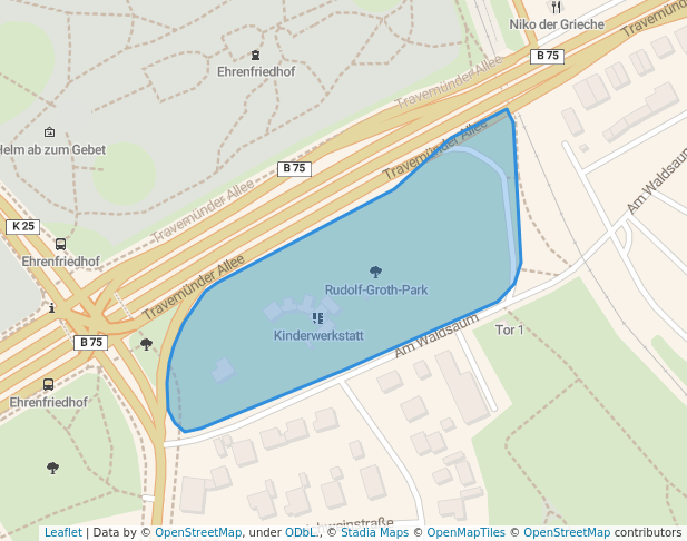 walking in Rudolf-Groth-Park map in Lübeck