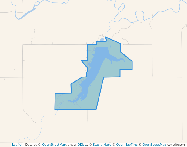 walking in Bourbon State Fishing Lake and Wildlife Area map in Uniontown
