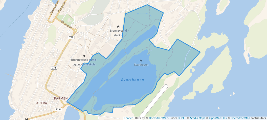 walking in Svarthopen map in Brønnøysund