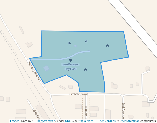 walking in Lake Bronson City Park map in Lake Bronson