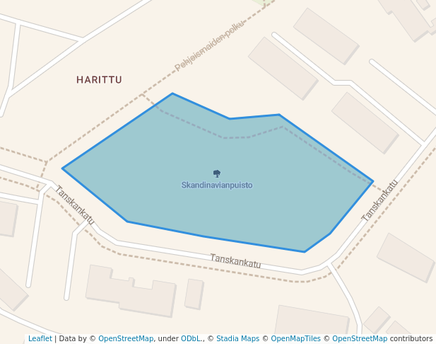 walking in Skandinavianpuisto map in Turku