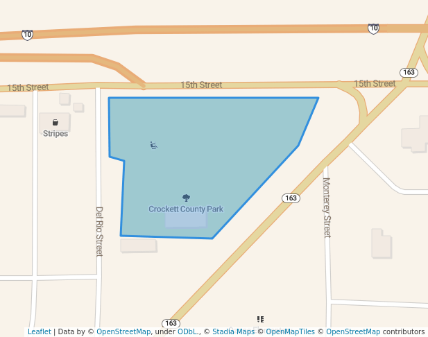 walking in Crockett County Park map in Ozona