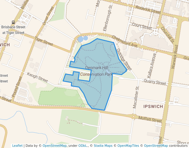 walking in Denmark Hill Conservation Park map in Brisbane