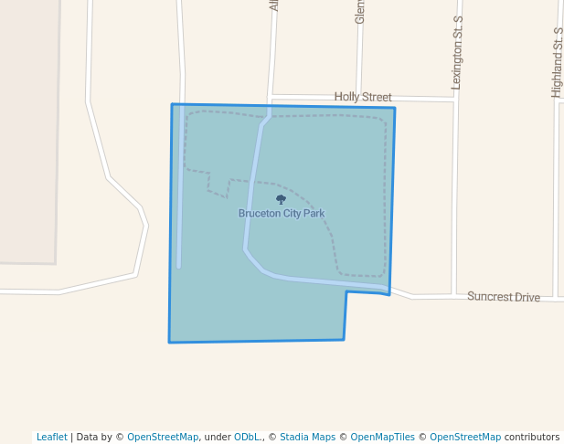 walking in Bruceton City Park map in Bruceton