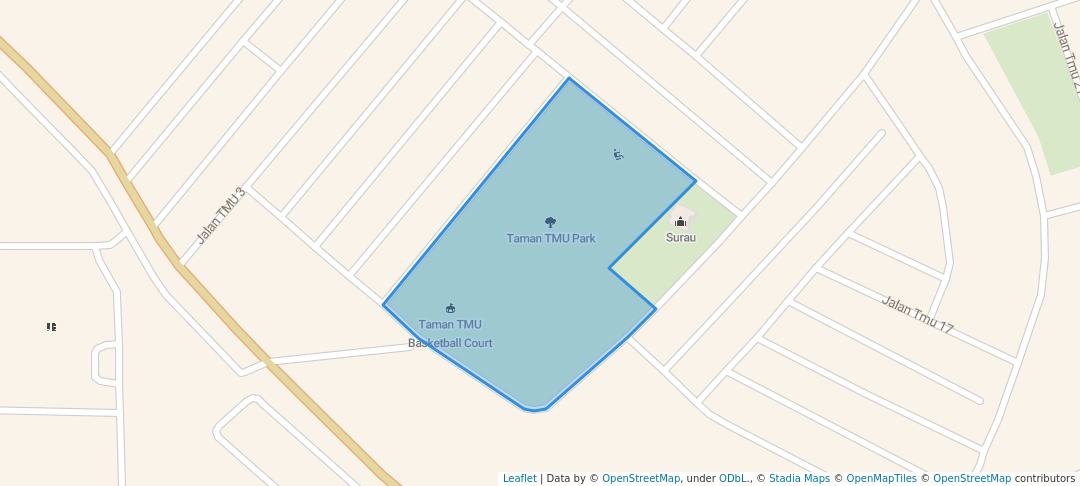 walking in Taman TMU Park map in Melaka