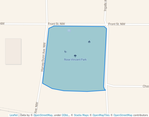 walking in Rose Vincent Park map in De Smet