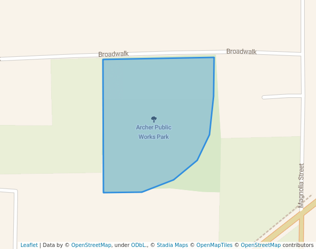 walking in Archer Public Works Park map in Archer