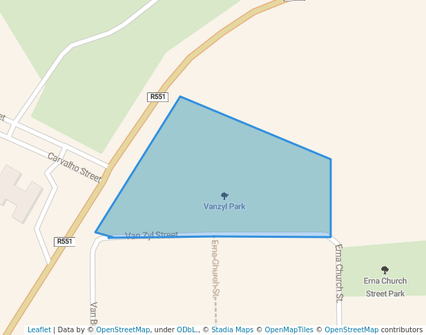 walking in Vanzyl Park map in Meyerton