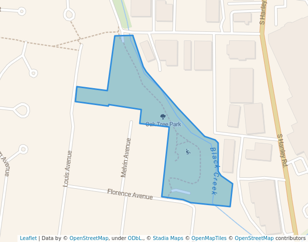 walking in Oak Tree Park map in Brentwood