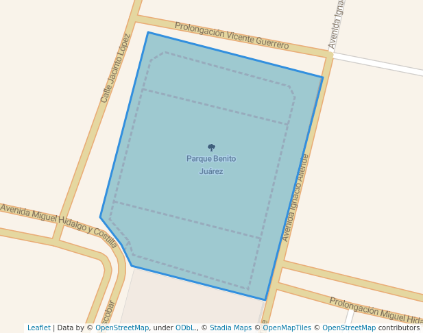 walking in Parque Benito Juárez map in Huimanguillo