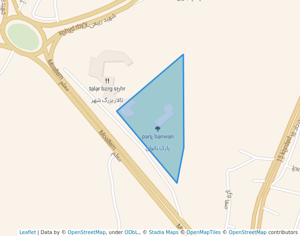 walking in پارک بانوان map in Mobarakeh