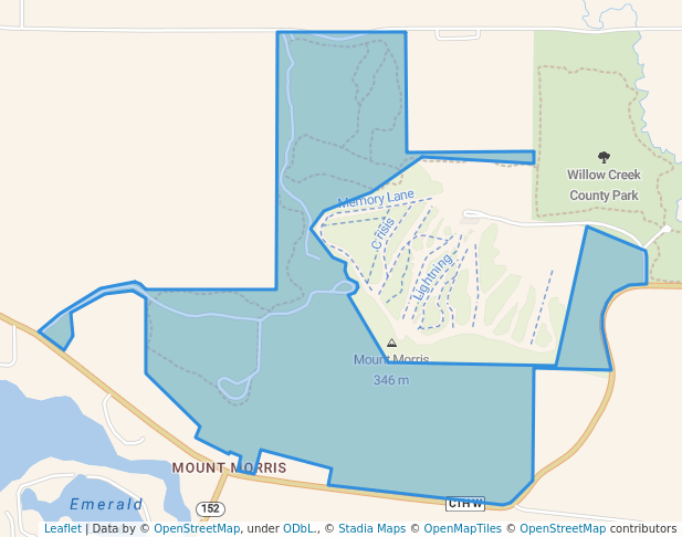 walking in Mount Morris Hills County Park map in Wautoma