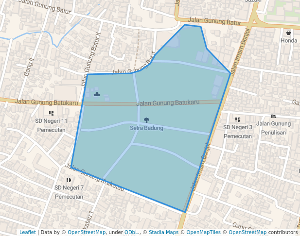 walking in Setra Badung map in Denpasar