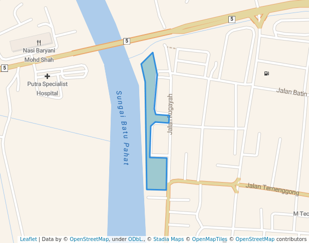 walking in Penggaram Waterfront Park map in Batu Pahat