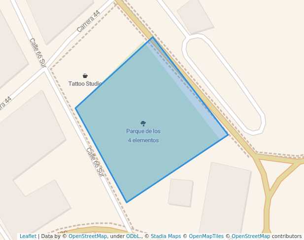 walking in Parque de los 4 elementos map in Sabaneta