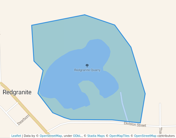 walking in Redgranite Quarry map in Redgranite