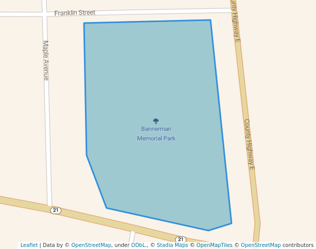 walking in Bannerman Memorial Park map in Redgranite