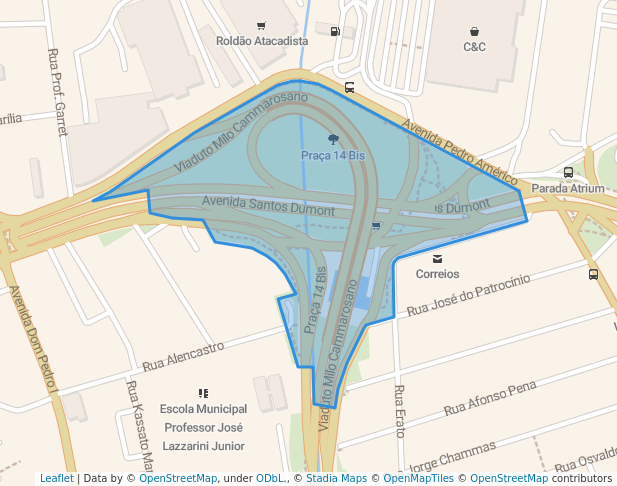 walking in Praça 14 Bis map in Santo André