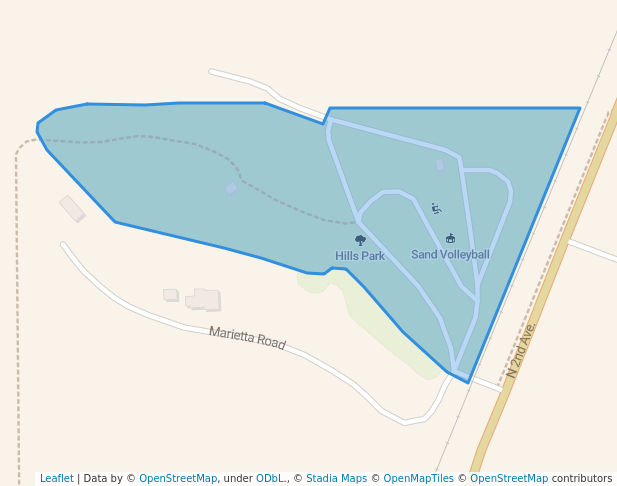 walking in Hills Park map in Sheldon