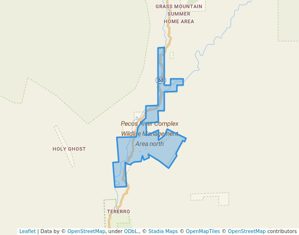 walking in Pecos River Complex Wildlife Management Area north map in Tererro