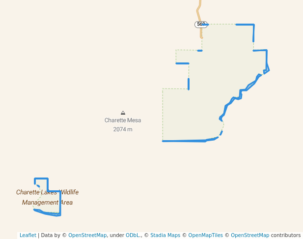 walking in State Game Commission Land map in Wagon Mound