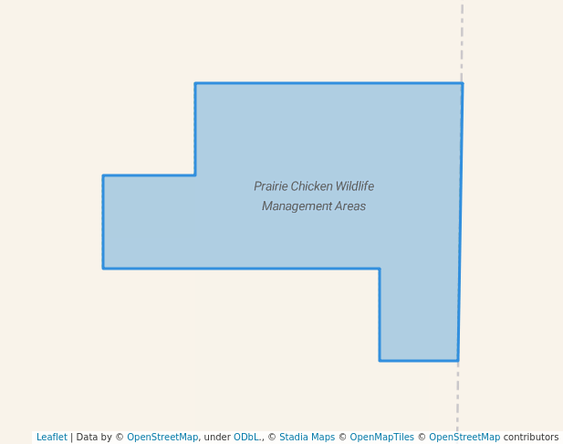 walking in Prairie Chicken Wildlife Management Areas map in Milnesand