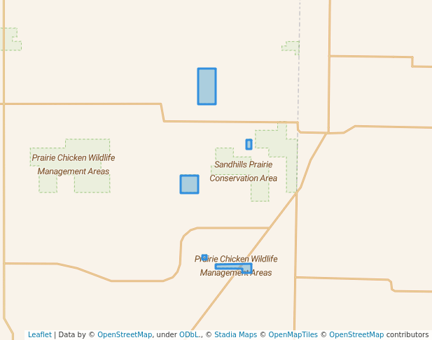walking in Prairie Chicken Wildlife Management Areas map in Milnesand
