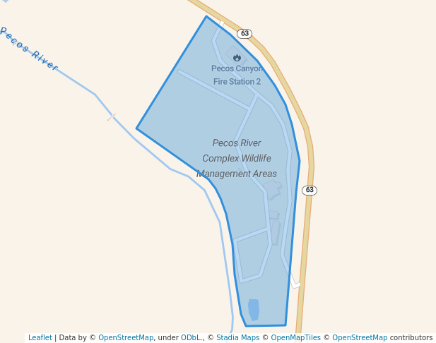 walking in Pecos River Complex Wildlife Management Areas map in Pecos