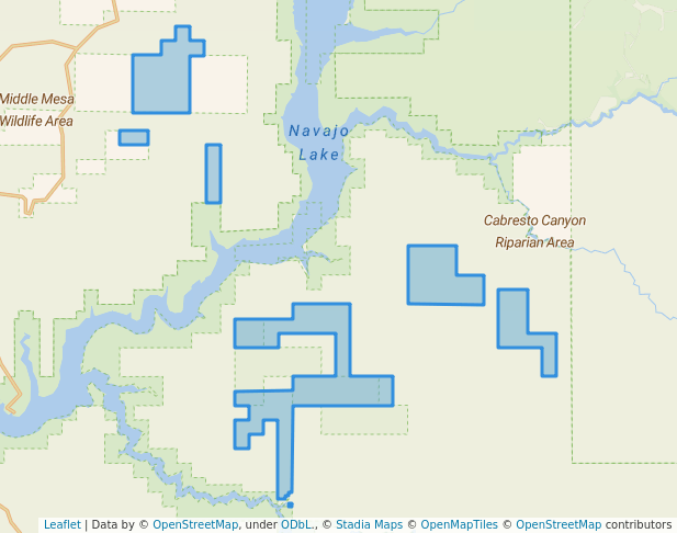 walking in Navajo Dam Wildlife Management Area map in Navajo Dam